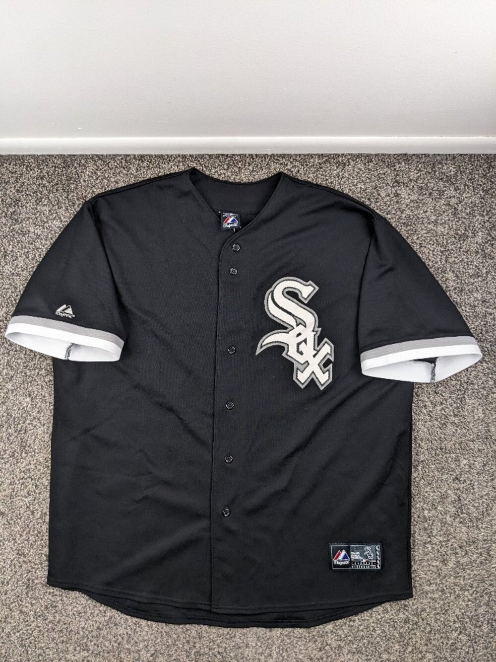 Chicago White Sox Jersey Carlos Quentin Majestic Sewn Black Mens 2XL